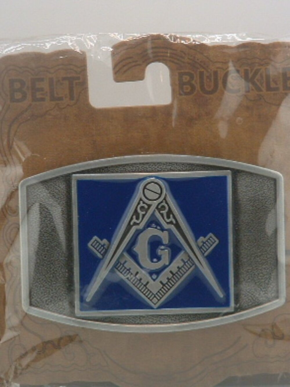 Men's Blue & Silver Framed Mason Belt Buckle
